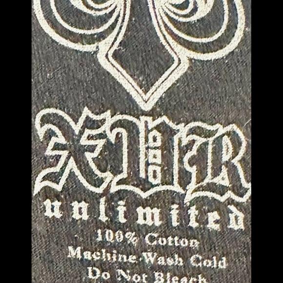 Y2K XAR Unlimited Affliction Men Graphic T Shirt Lg Gold Metallic Cyber Grunge - Picture 3 of 4